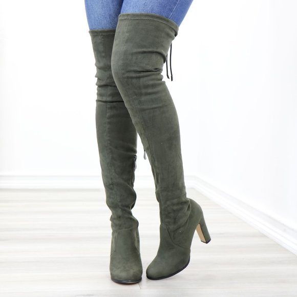 Over Knee High Boots Lace Up Slim Thigh High Heels - Picture 12 of 15